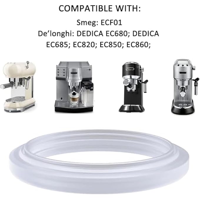 ريحني حشية سيليكون حلقة ختم البخار مجموعة رأس الحشوة 3 قطع لديلونغي EC680 EC685 EC695 EC820 Ec785 Ec885 Ec850 Ec860 Ec9335MEc9355MEc9665M Dedica Smeg Ecf01 - Image 4
