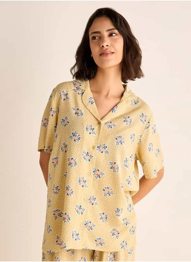 سبلاش فيڤ All-Over Floral Print Shirt and Pyjama Set