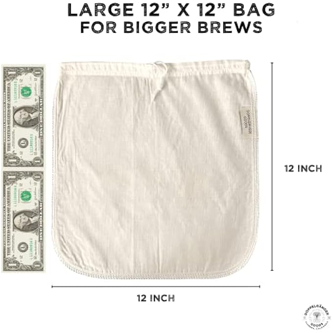 Doppeltree 2Pack Large 30Cm X 30Cm Organic Cotton Cold Brew Coffee Bag  Designed In California  Reusable Coffee Filter With Easyopen Drawstring Cold Brew Maker For Pitchers Mason Jars  Toddy Systems - Image 4
