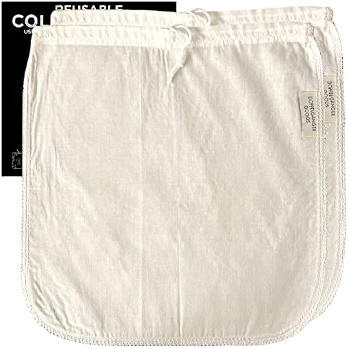 Doppeltree 2Pack Large 30Cm X 30Cm Organic Cotton Cold Brew Coffee Bag  Designed In California  Reusable Coffee Filter With Easyopen Drawstring Cold Brew Maker For Pitchers Mason Jars  Toddy Systems - Image 1