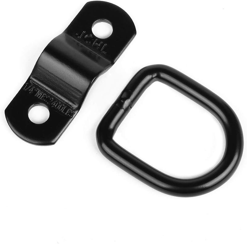 JCHL D Rings Tie Down Anchors Hooks for Trailer Truck Bed Bracket Enclosed Points Pickup Camper Surface Mount D-Ring Heavy Duty 1/4" 2400 Pound Capacity (10-Pack) - Image 5