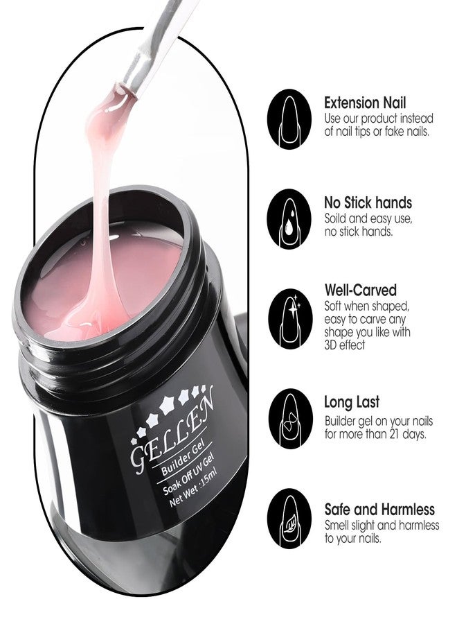 Gellen Builder Gel, Nail Extension UV Nail Gel Set Acrylic Nail Gel Kit, Easy DIY Home Gel Manicure - Pink Nudes Peach 4 Colors Hard Gel Builder 15ml - Image 5