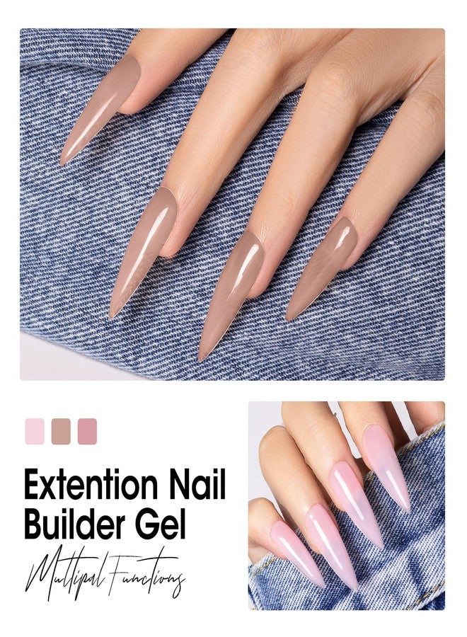 Gellen Builder Gel, Nail Extension UV Nail Gel Set Acrylic Nail Gel Kit, Easy DIY Home Gel Manicure - Pink Nudes Peach 4 Colors Hard Gel Builder 15ml - Image 4