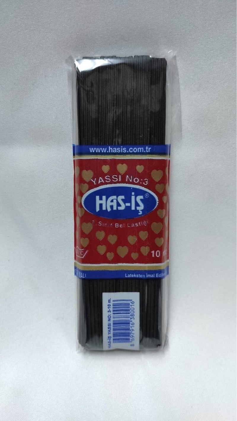Atmaca Tuhafiye Atmaca Haberdashery Has-Iş Black Medium Softness 1cm Elastic 10 Meters Waist Leg Trouser Elastic 