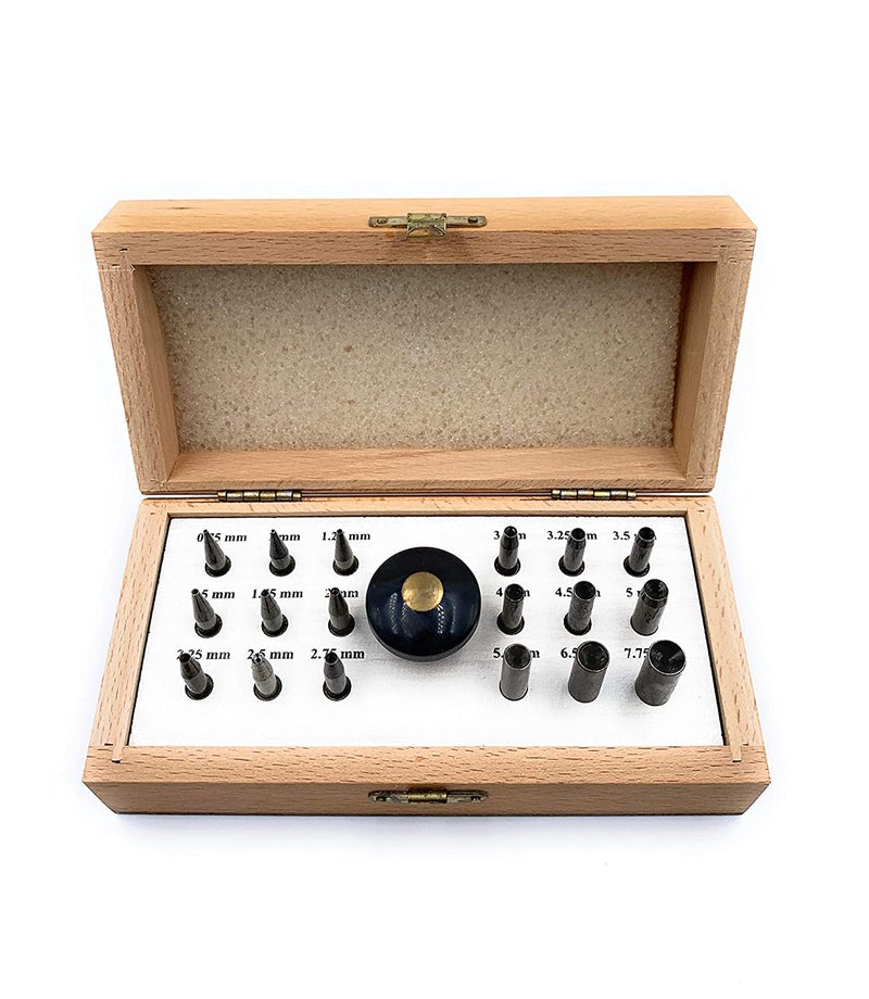 Fozti 18 Punch Bezel Stone Setting Concave Burnishers in Wooden Box for Prong Pushing Bezel Setting Jewellery Making Repair Hobby Crafts DIY - Image 1