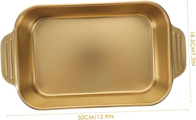 SHREESAMP Stainless Steel Golden Deep Dish Grill Pan Fish Tray Serving Plate for Daily Use Food Tray Stainless Steel Plate Food Plate Multi-Function Dessert Tray Dinner Food Serving Plate - Image 2