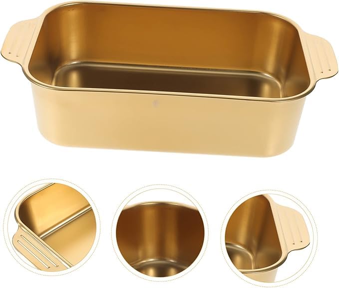 SHREESAMP Stainless Steel Golden Deep Dish Grill Pan Fish Tray Serving Plate for Daily Use Food Tray Stainless Steel Plate Food Plate Multi-Function Dessert Tray Dinner Food Serving Plate - Image 3