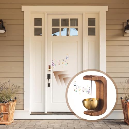 Winkelen Beech Wooden Door Chime with Brass Bell, Dopamine Door Bell for Home, Self-Adhesive Doorbell, Serene Acoustic for Home & Shop, Shopkeepers Door Chime, Ideal Housewarming Gift (Dark Wood) - Image 5