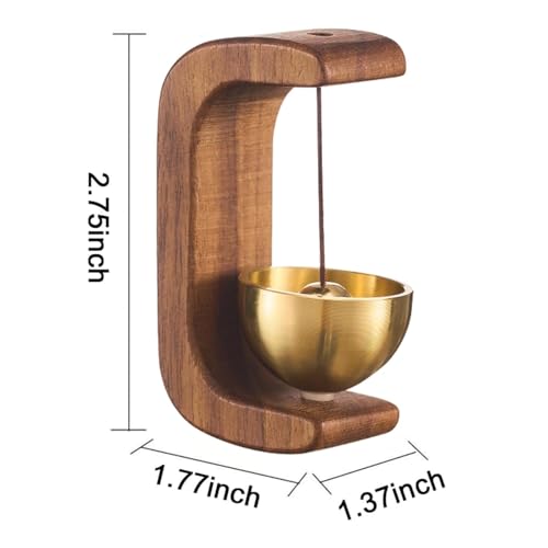 Winkelen Beech Wooden Door Chime with Brass Bell, Dopamine Door Bell for Home, Self-Adhesive Doorbell, Serene Acoustic for Home & Shop, Shopkeepers Door Chime, Ideal Housewarming Gift (Dark Wood) - Image 3
