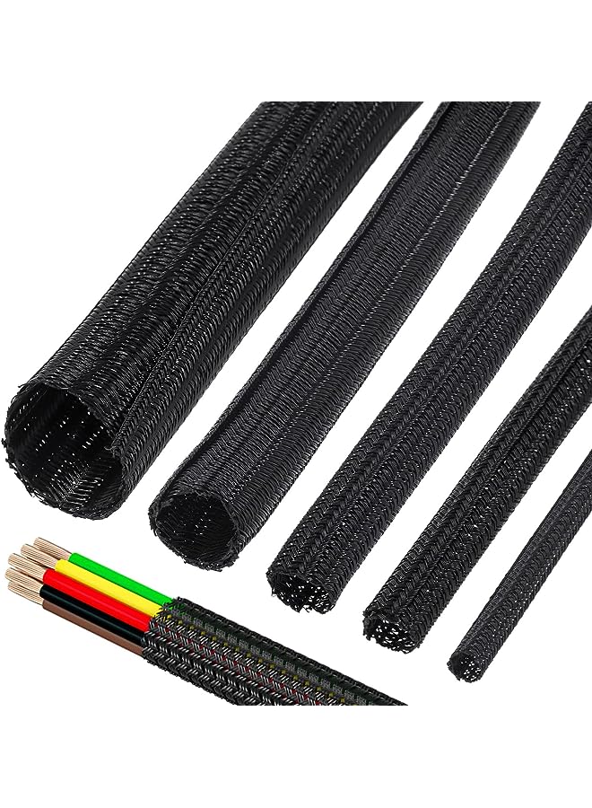 PROMASS 9.8 قدم - غلاف كابل مضفر مقاس 3/4 بوصة، غلاف كابل أنبوبي لحماية الأسلاك، غلاف كابل مقسم، غلاف مضفر قابل للتمدد لكابل الصوت والفيديو USB للكمبيوتر - Image 1
