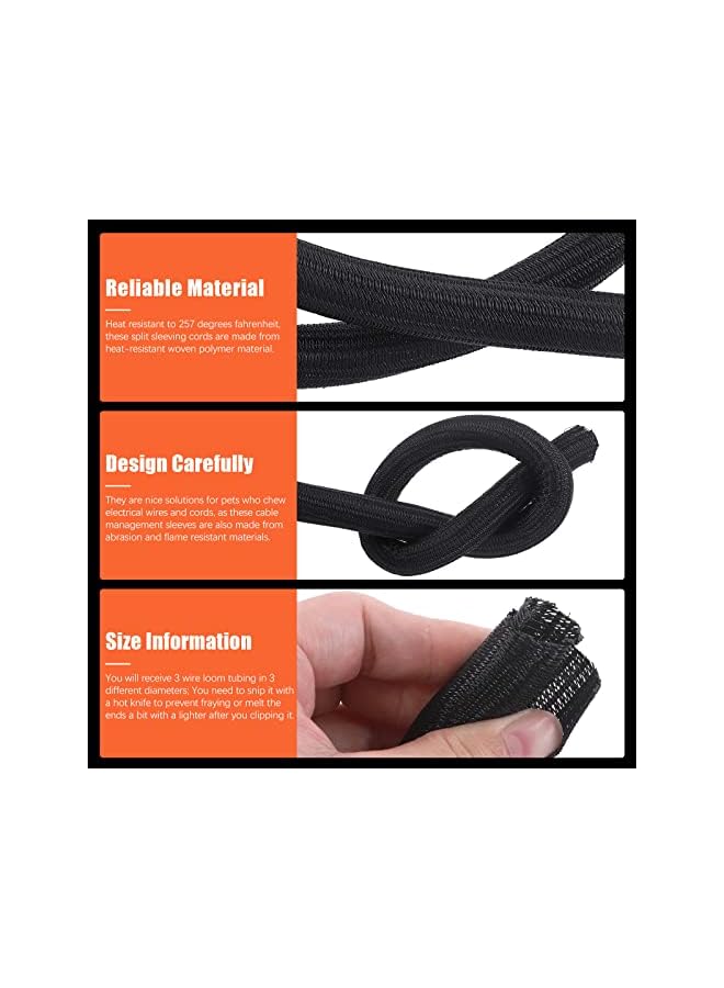PROMASS 9.8 قدم - غلاف كابل مضفر مقاس 3/4 بوصة، غلاف كابل أنبوبي لحماية الأسلاك، غلاف كابل مقسم، غلاف مضفر قابل للتمدد لكابل الصوت والفيديو USB للكمبيوتر - Image 3