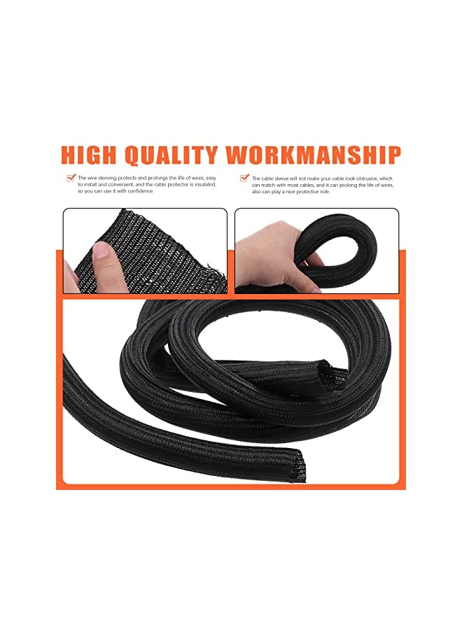 PROMASS 9.8 قدم - غلاف كابل مضفر مقاس 3/4 بوصة، غلاف كابل أنبوبي لحماية الأسلاك، غلاف كابل مقسم، غلاف مضفر قابل للتمدد لكابل الصوت والفيديو USB للكمبيوتر - Image 4
