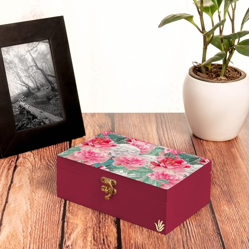 BRAHMA DESIGN BRAHMA DESIGN Decorative Gift Box for Presents in Red Chrsanthemums R Design Size 8 x 5 x 275 Jewellery Box Tarot Box Vintage Box Knickknacks Storage Trunk Organiser Gift Box for Packing - Image 5