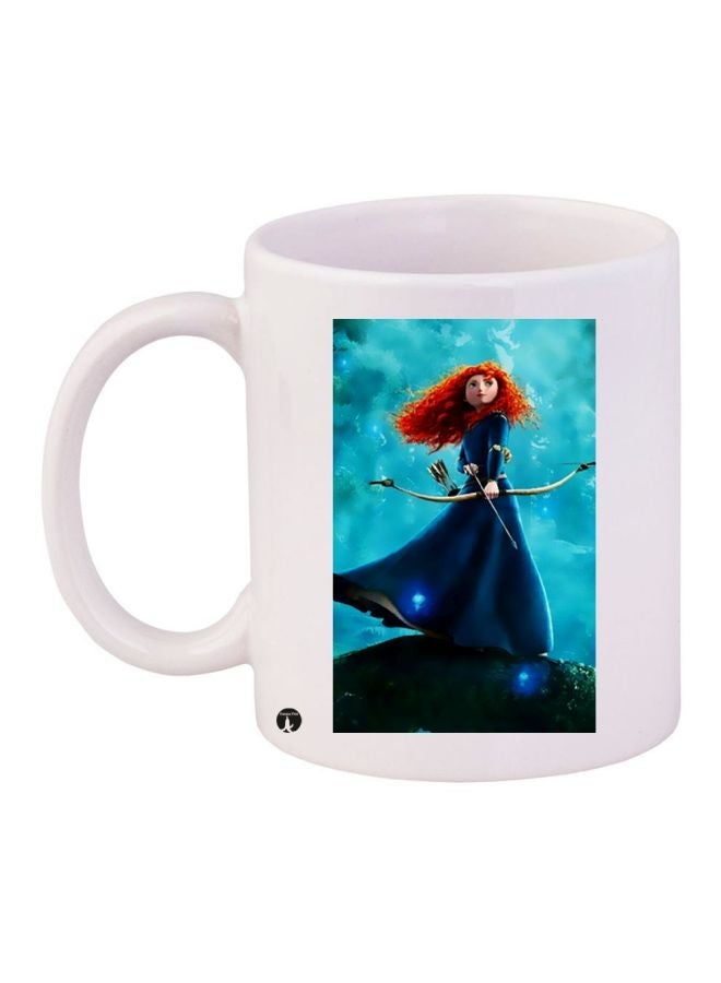 RYN Cartoon Printed Coffee Mug White/Blue/Orange 11ounce