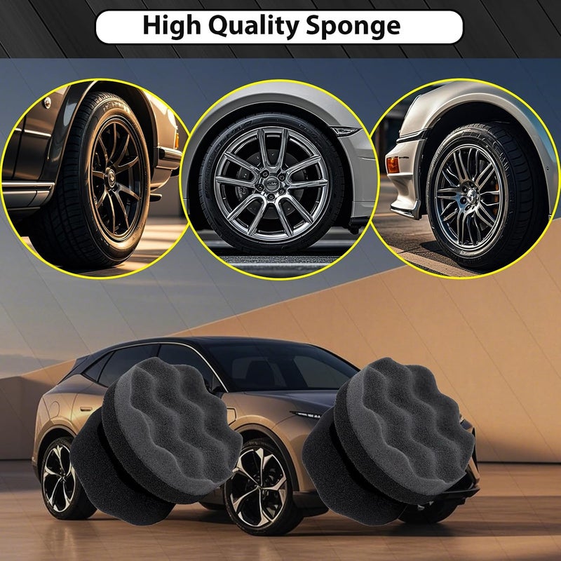RXALASKA Tire Shine Applicator Pads, 2 Pcs Tire Dressing Applicator, Reusable Tire Shine Sponge Wave Contoured for Car Detailing - Image 4