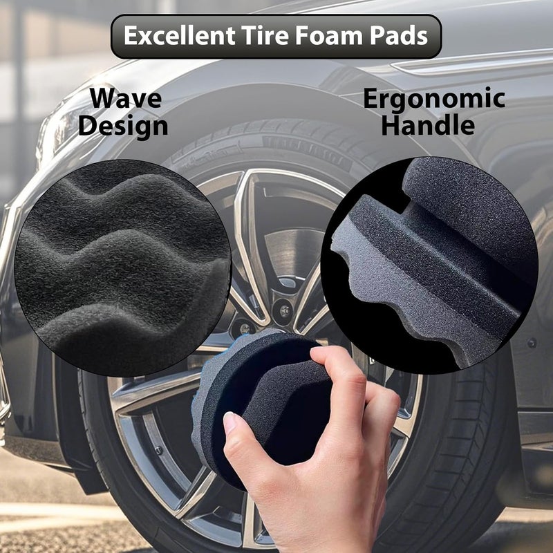 RXALASKA Tire Shine Applicator Pads, 2 Pcs Tire Dressing Applicator, Reusable Tire Shine Sponge Wave Contoured for Car Detailing - Image 3