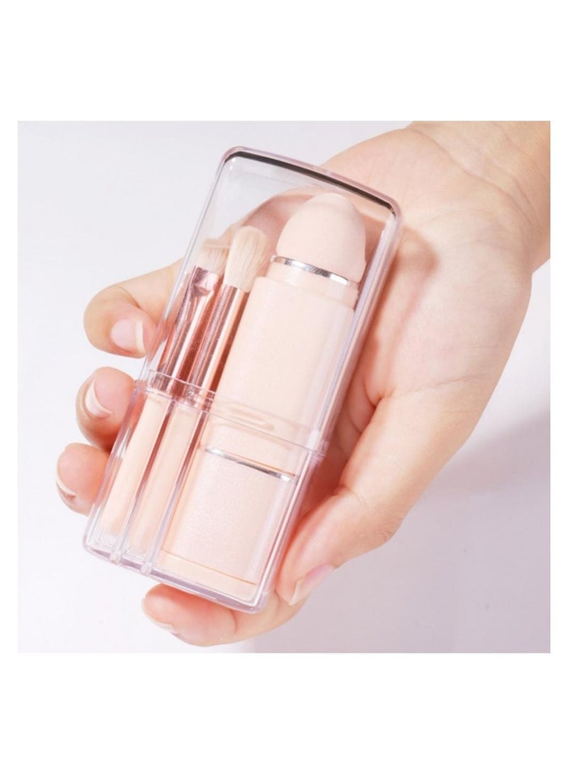 Makeup Brush, 8 in 1 Travel Small Makeup Brush Portable - Travel Lip Brush, Eyeshadow Brush, Beauty Sponge, Concealer brush, Foundation Blending Powder Brushes Retractable Makeup Brushes Sets, pink - Image 4