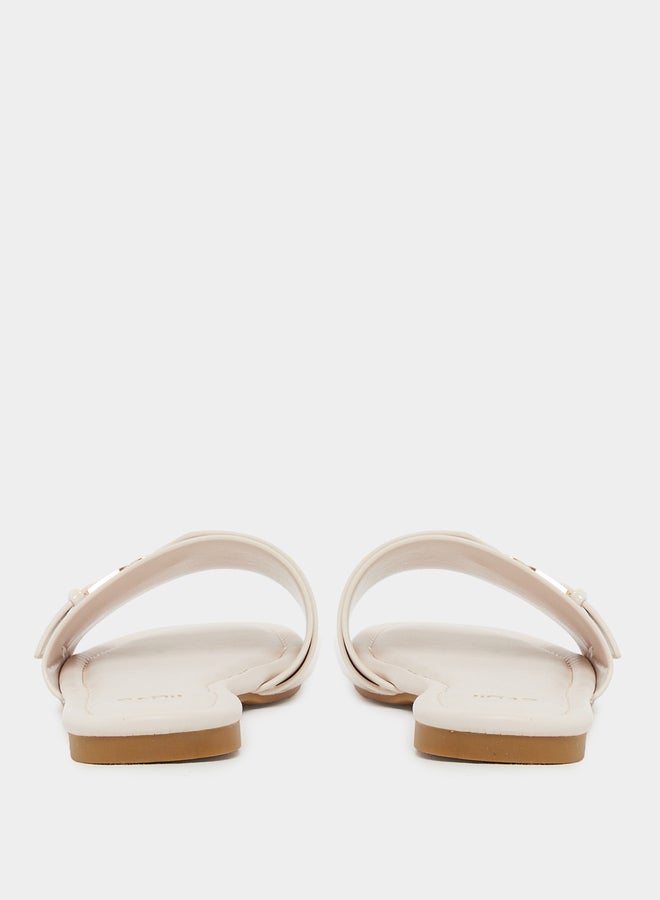 Styli Patent Design Buckle Detail Flat Sandals - Image 4