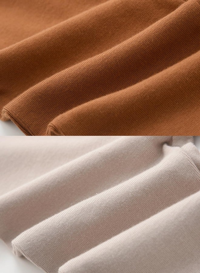 ACESTAR Newborn Baby Boys Girls 3-Pack Cotton High Waist Footed Pants 0-3 Months, Clay & Brown & White - Image 5