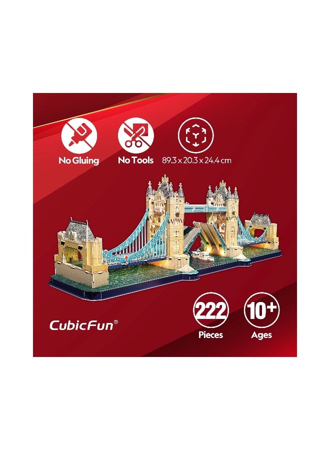 CubicFun Tower Bridge Battery Operated 3D Led Puzzle 222pcs - Image 4