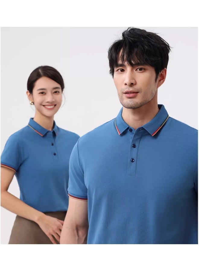High-End Island Cotton Polo Shirt Short Sleeve Turn-down Collar Workwear Printed Logo DIY Embroidery Cultural T-shirt - Image 2