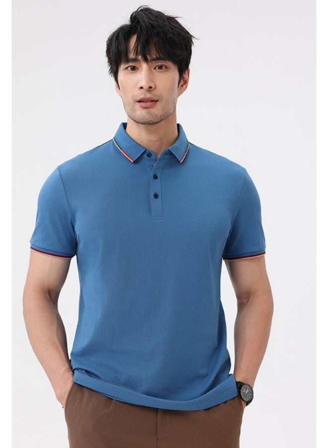 High-End Island Cotton Polo Shirt Short Sleeve Turn-down Collar Workwear Printed Logo DIY Embroidery Cultural T-shirt - Image 1