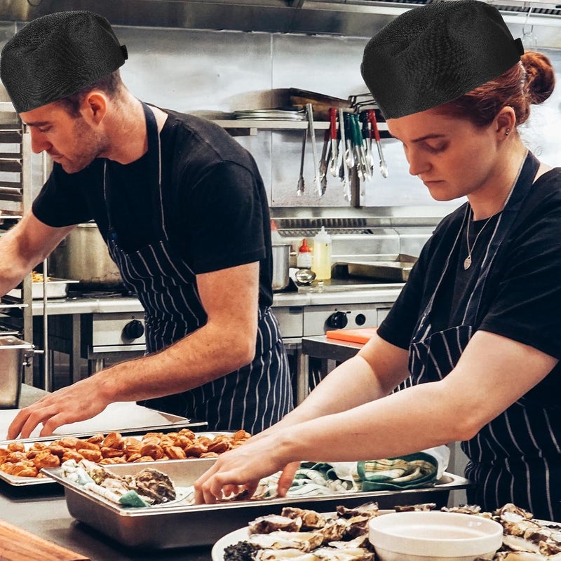 Chef Hat for Men Women Black Mesh Kitchen Cooking Chef Cap Breathable Food Service Work Uniform Hat for Restaurant and Bakers - Image 5