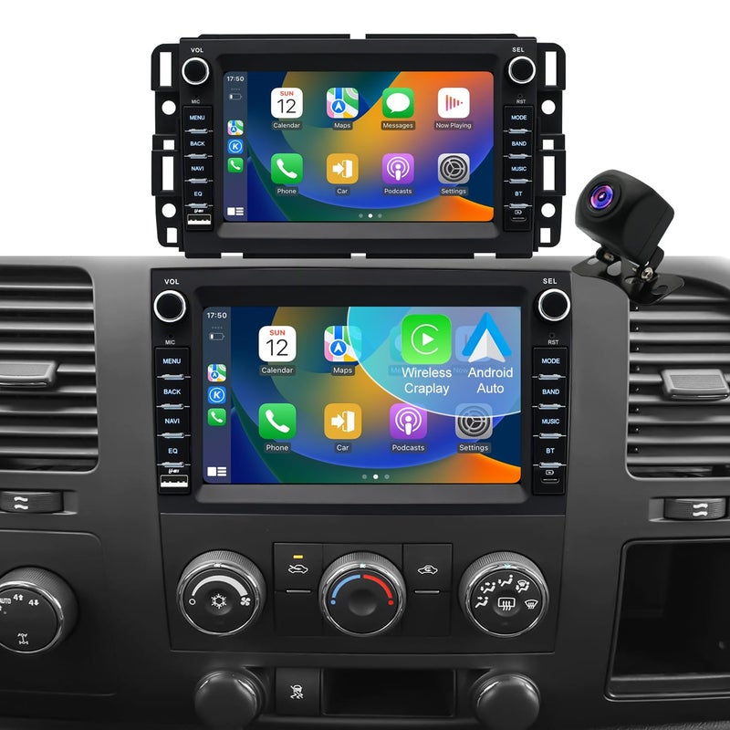 Aitrenlu Car Radio for Chevrolet Chevy Silverado 1500/2500/3500 2007-2013, Tahoe 2007-2014, GMC Sierra 1500/2500/3500 2007-2013, Yukon 2007-2014, Hummer H2 Buick Enclave, Touch Screen Stereo Wireless Carplay - Image 1