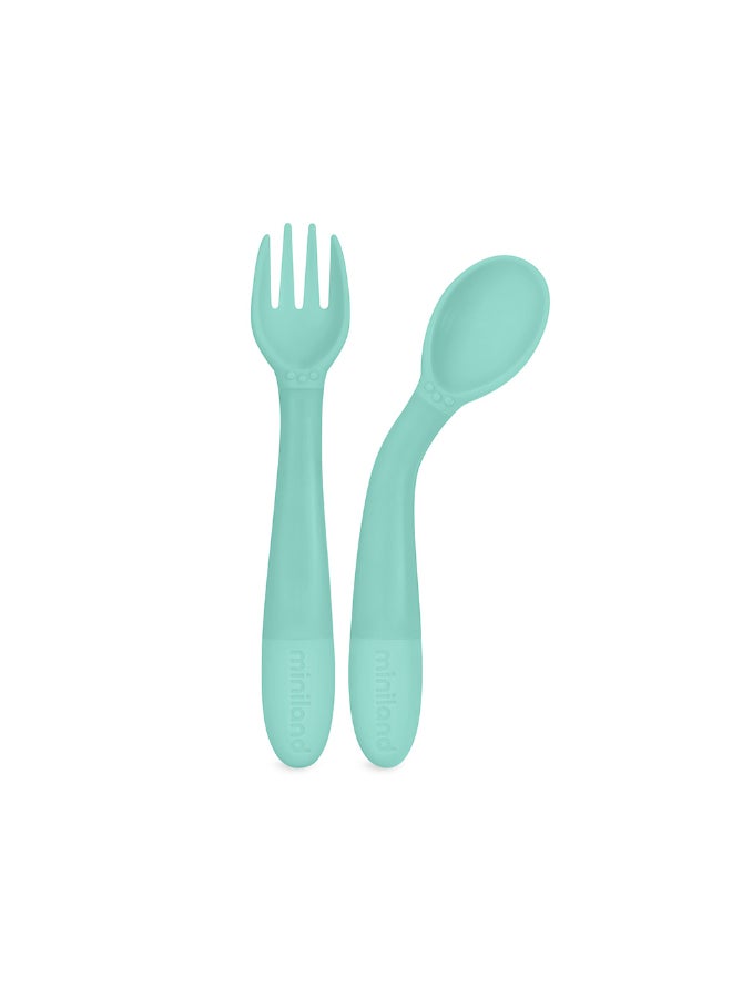 Miniland Children's Flexible Spoon and Fork Set (Ocean) - Image 1