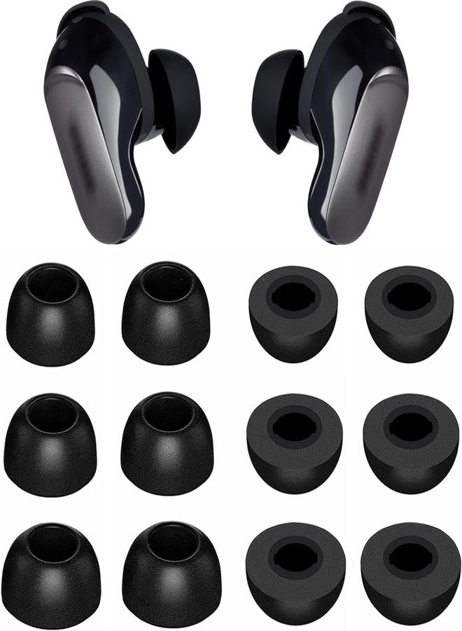 ALXCD Foam Eartips Compatible with Bose QuietComfort Ultra Earbuds, 6 Pairs S M L Sizes Soft Memory Foam Ear Tips, Compatible with Bose QC Ultra Earbuds 2023, Black sml - Image 1