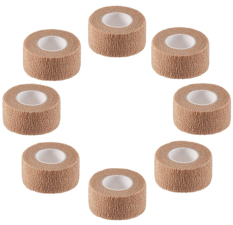 i-CHONY Self Adhesive Elastic Bandage Wrap - Pack of 8 Rolls 1" x 5 Yards Stretch Self-Adherent Cohesive Wrap Bandages First Aid Tape for Athletic, Sports, Wrist, Ankle (Beign Colors) - Image 1
