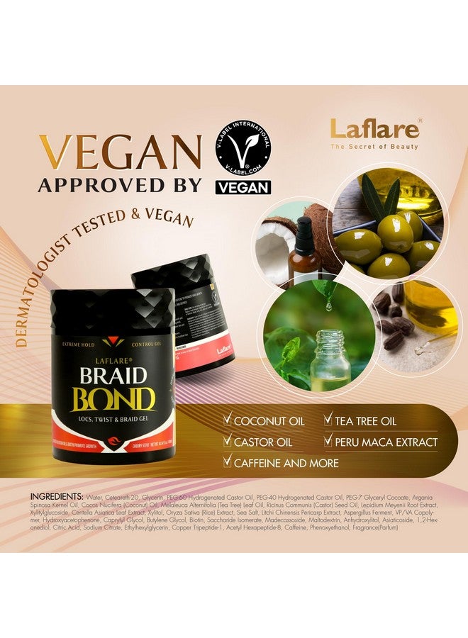 Laflare Aflare 1 Lb Braid Gel Extreme Hold For Natural & Kids Hair Vegan Professional Conditioning Nourishing Shine Gel For Braiding Locs Afro Twist Hair. (Cherry) - Image 4