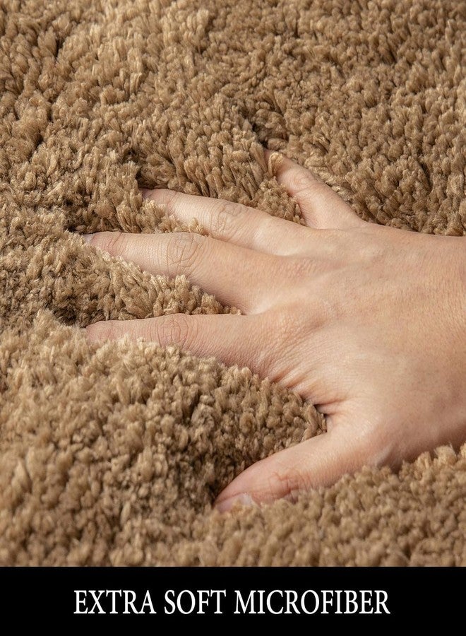 StromX Bathroom Rug Non-Slip Washable Bath Mat Soft Fluffy Bath Rug Shaggy High Pile Microfibre Bath Mat Bathroom Kitchen Bedroom and Door (45x75 Cm Sand) Pack of 1 Rectangular - Image 2