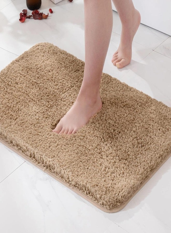 StromX Bathroom Rug Non-Slip Washable Bath Mat Soft Fluffy Bath Rug Shaggy High Pile Microfibre Bath Mat Bathroom Kitchen Bedroom and Door (45x75 Cm Sand) Pack of 1 Rectangular - Image 1