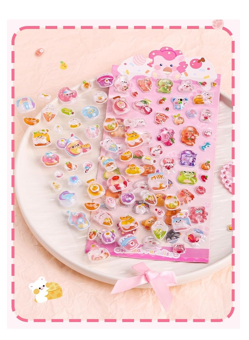 3D Puffy Stickers Thick Puffy Stickers, 4 Sheets 200PCS Kawaii Resin Decorative Stickers Cute Cartoon Animal Cat Dog Penguin Birds Reusable Puff Stickers for Phone Case, Notebook, Scrapbooking  - Image 4