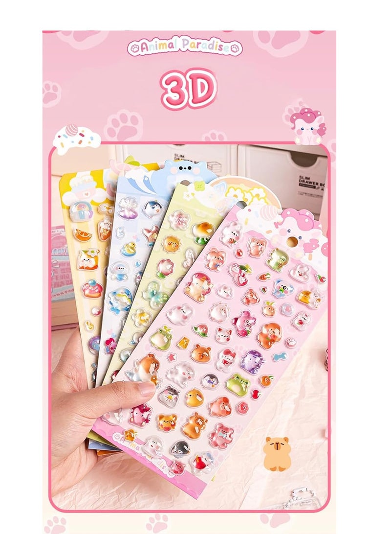 3D Puffy Stickers Thick Puffy Stickers, 4 Sheets 200PCS Kawaii Resin Decorative Stickers Cute Cartoon Animal Cat Dog Penguin Birds Reusable Puff Stickers for Phone Case, Notebook, Scrapbooking  - Image 5