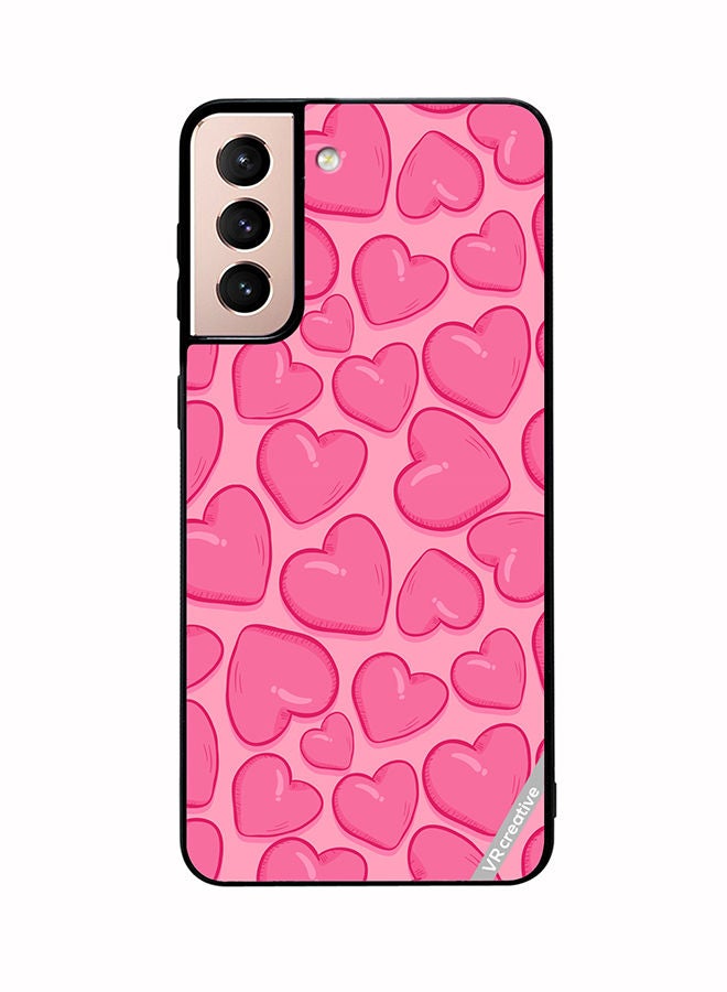 VR CREATIVE Protective Case Cover For Samsung Galaxy S21 5G Pink Herat Design Multicolour - Image 1