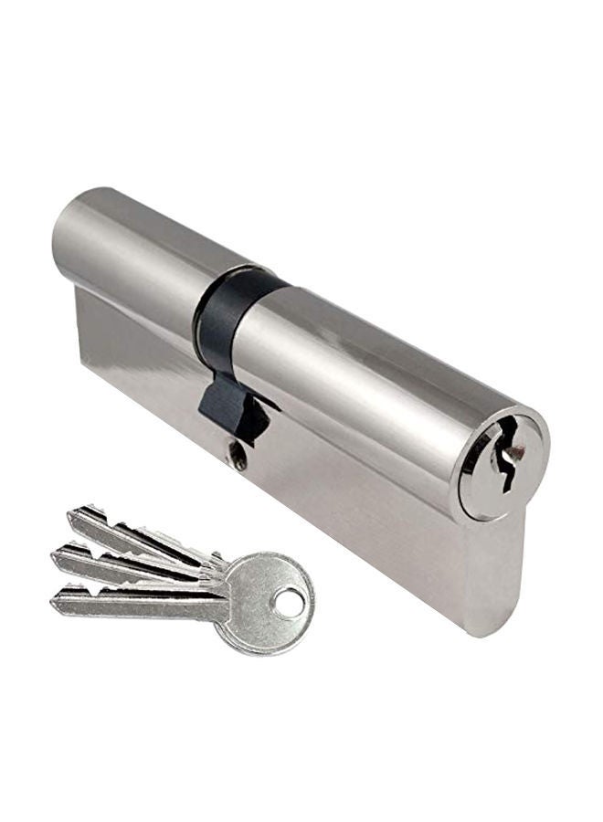 NIBEMINENT Door Cylinder Lock Silver/Black 80mm