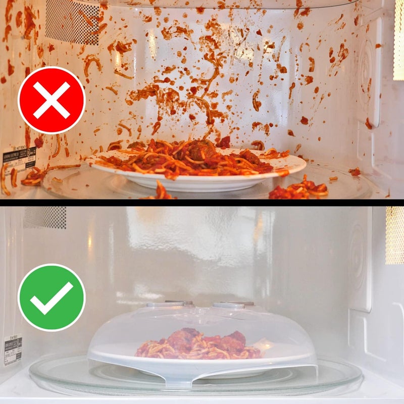 HOVER COVER Magnetic Splatter Cover, 12-Inch Clear BPA-Free Food Lid, Vented Plate Guard with Steam Vents, Anti-Splash Microwave Lid - Heather Gray - Image 5