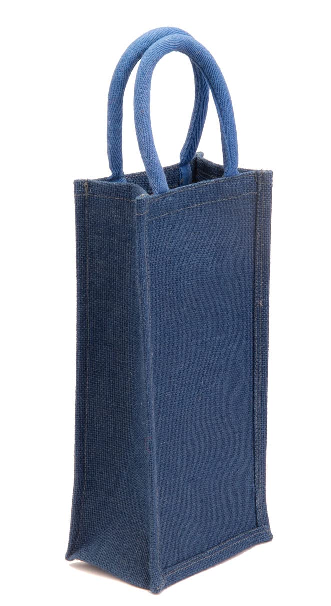 hb+ Jute Water Bottle Bag - Gift or Wine Bottle Carry Bag/Cover (Navy Blue) - Image 2