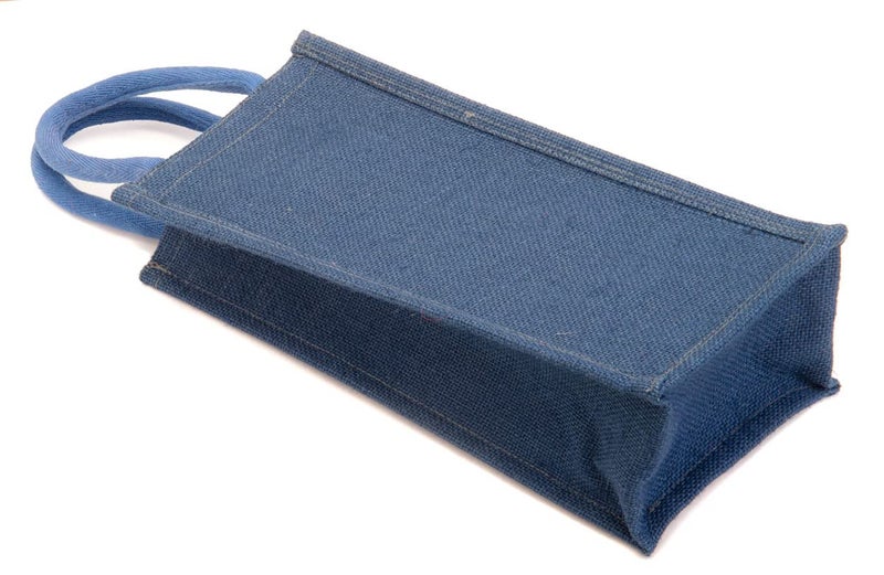 hb+ Jute Water Bottle Bag - Gift or Wine Bottle Carry Bag/Cover (Navy Blue) - Image 3