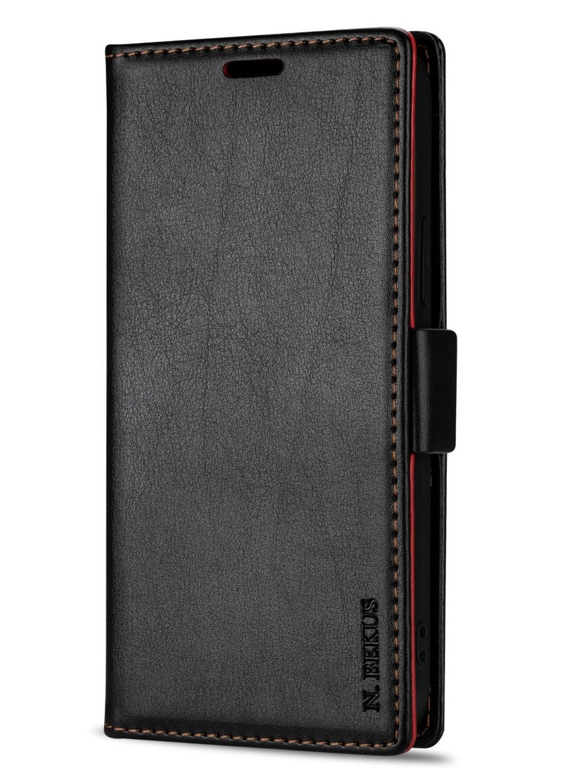 Suteni Flip Cover Leather Protective Hidden Card Slots Phone Case for iPhone - Image 1