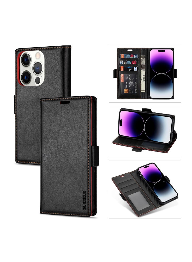 Suteni Flip Cover Leather Protective Hidden Card Slots Phone Case for iPhone - Image 3