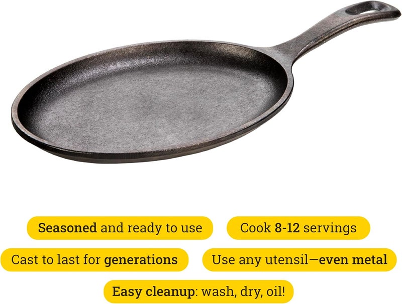 Lodge LOS3 Cast Iron Oval Serving Griddle - Image 2