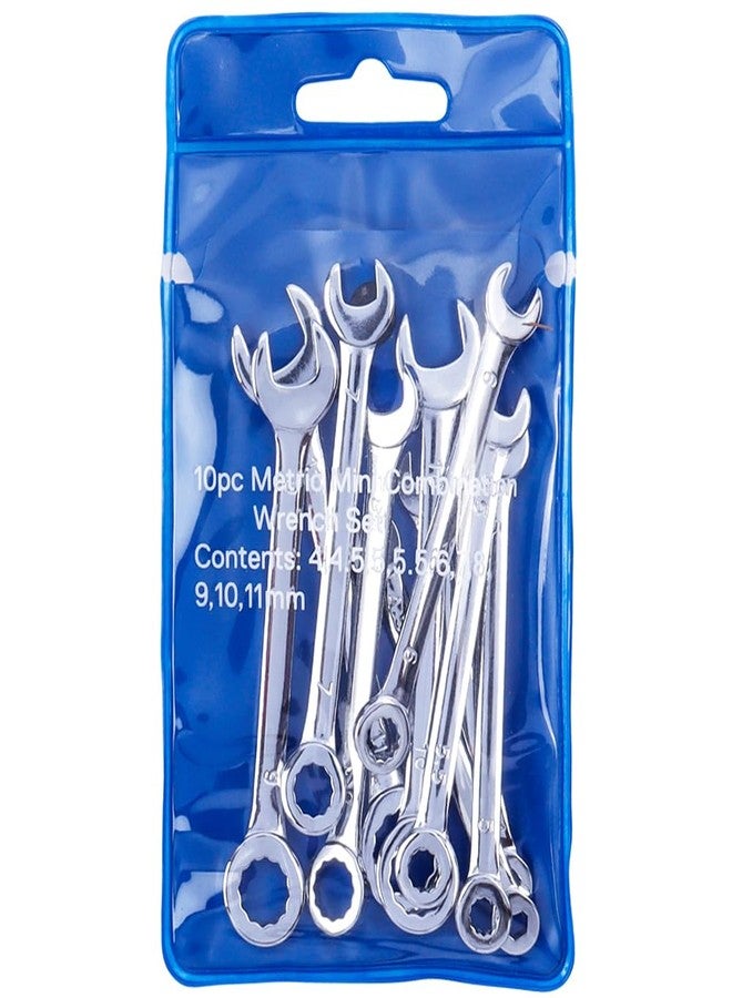 آيتش مجموعة مفاتيح ربط من Eyech مكونة من 10 قطع، مجموعة مفاتيح ربط مترية صغيرة مفتوحة وطرف صندوقي مع أداة مفتاح ربط مزدوجة الغرض وحلقة تروس ومفتاح ربط يدوي للسيارة 4 مم - 11 مم - Image 1