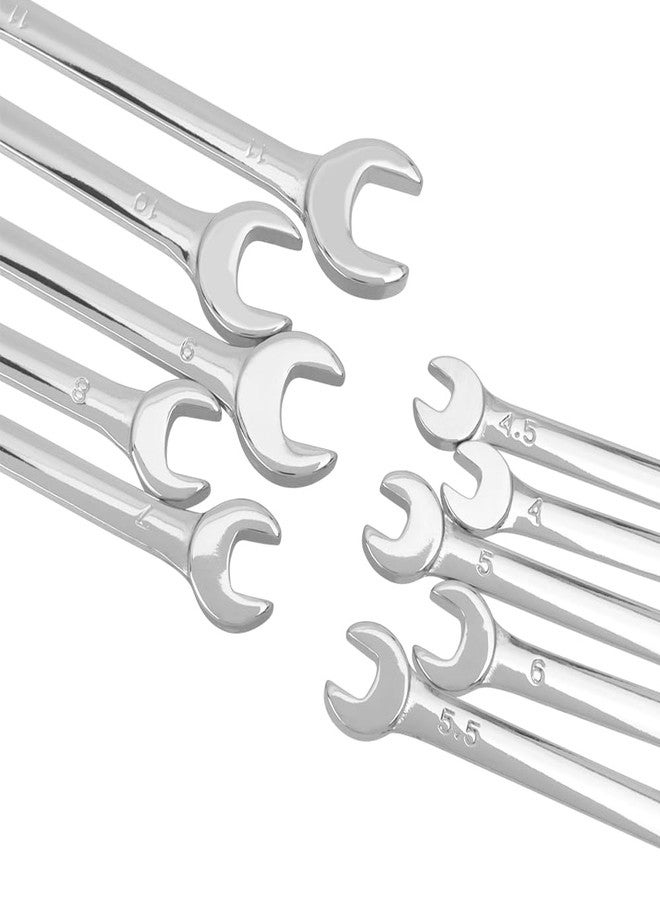 آيتش مجموعة مفاتيح ربط من Eyech مكونة من 10 قطع، مجموعة مفاتيح ربط مترية صغيرة مفتوحة وطرف صندوقي مع أداة مفتاح ربط مزدوجة الغرض وحلقة تروس ومفتاح ربط يدوي للسيارة 4 مم - 11 مم - Image 4