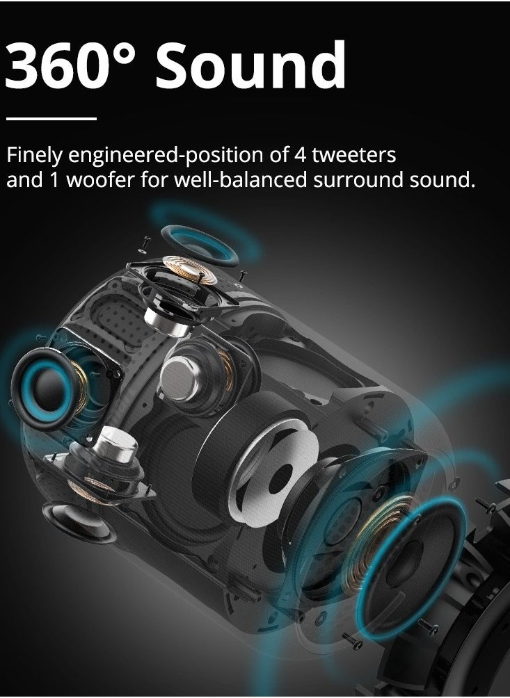Tronsmart - Tronsmart Element T6 Max 60W Bluetooth & Wi-Fi Speaker - Black | 360° Sound, IPX5 Splash-Resistant, Up to 20 Hours Playtime, NFC & Voice Assistant Support, Elegant Design - Image 1