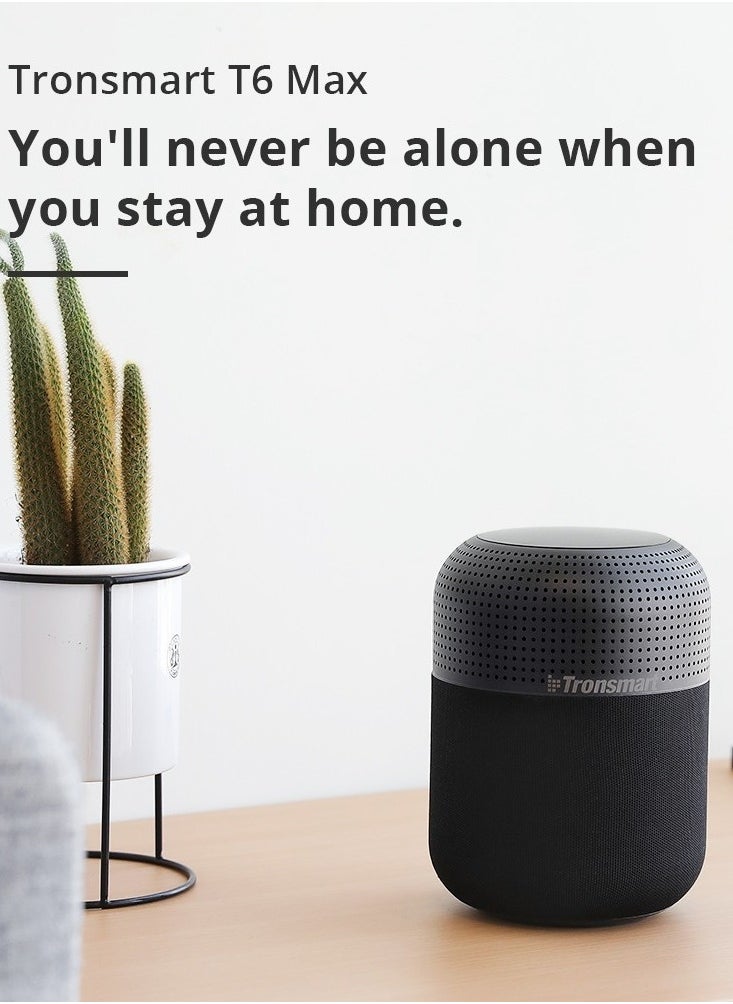 Tronsmart - Tronsmart Element T6 Max 60W Bluetooth & Wi-Fi Speaker - Black | 360° Sound, IPX5 Splash-Resistant, Up to 20 Hours Playtime, NFC & Voice Assistant Support, Elegant Design - Image 1