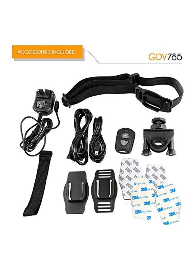 Sound Around GearPro Ryder Sports HD Action Camera - 1080P Mini Camcorder 16 MP Anti Shaking Cam 1.5" Screen USB SD Card HDMI Battery - Waterproof Case USB Cable Remote Handlebar Helmet Mount - GDV785BK (Black) - Image 5