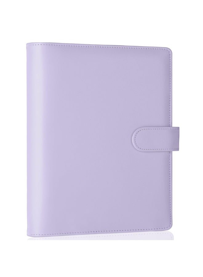 1Pcs Purple A5 Notebook Binder 6 Ring Refillable Budget Planner Cover for Cash Organizer, PU Leather Loose Leaf Kpop Photocard Holder Small Binder for A5 Planner Inserts with Magnetic Buckle - Image 1